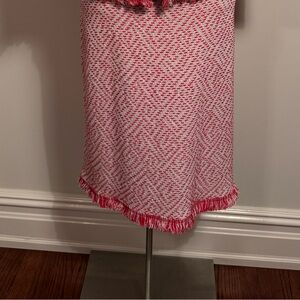 St. John Boutique Elegant Red and White Boucle Skirt